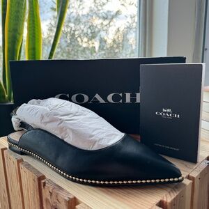 Coach Black 'Vae' Leather Skimmer Flat, Women's size 7.5